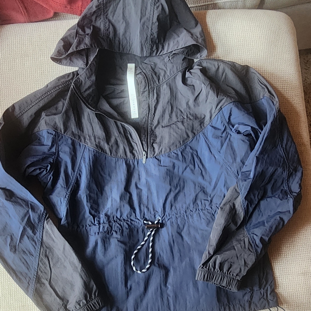 Navy and Gray Hooded Windbreaker